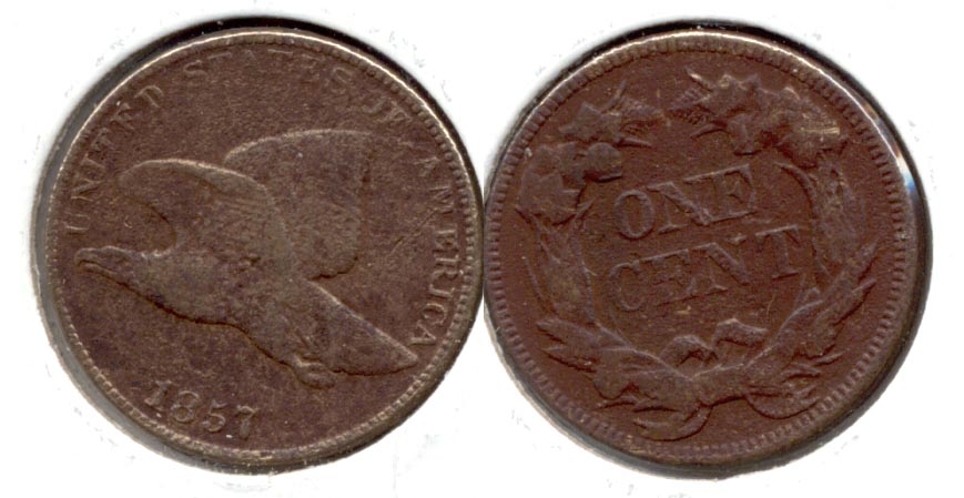 1857 Flying Eagle Cent Fine-12 i Porous