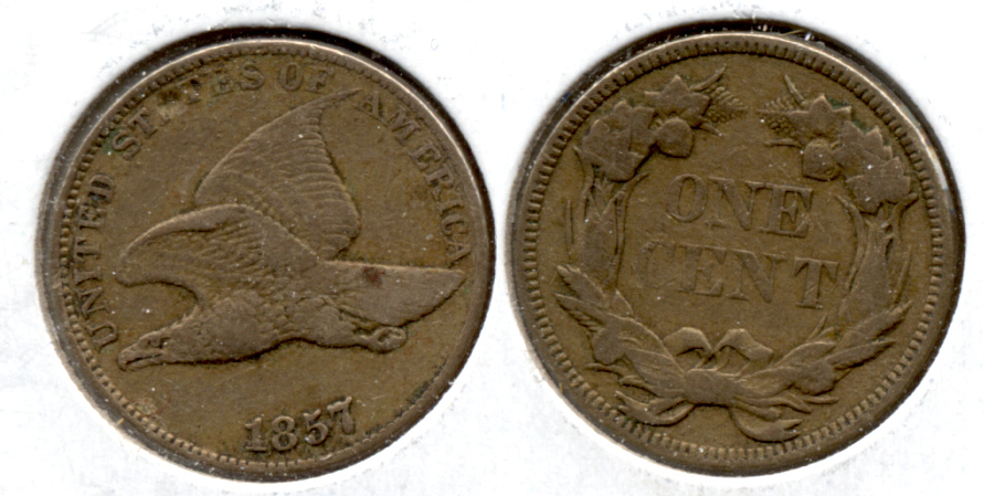 1857 Flying Eagle Cent Fine-12 m Hidden Tick Mark