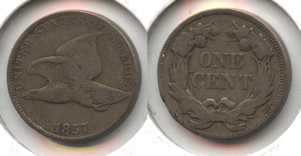 1857 Flying Eagle Cent Fine-12 #y Reverse Nick