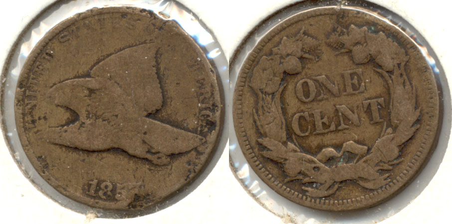 1857 Flying Eagle Cent Good-4 b Pits