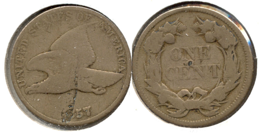 1857 Flying Eagle Cent Good-4 c Planchet Flaw