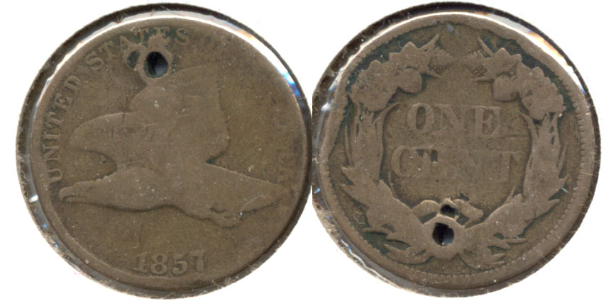 1857 Flying Eagle Cent Good-4 i Holed