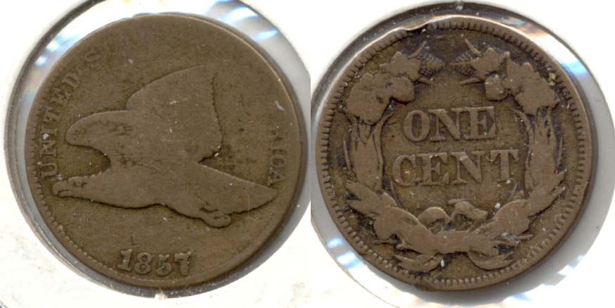 1857 Flying Eagle Cent Good-4 k Reverse Rim Bump