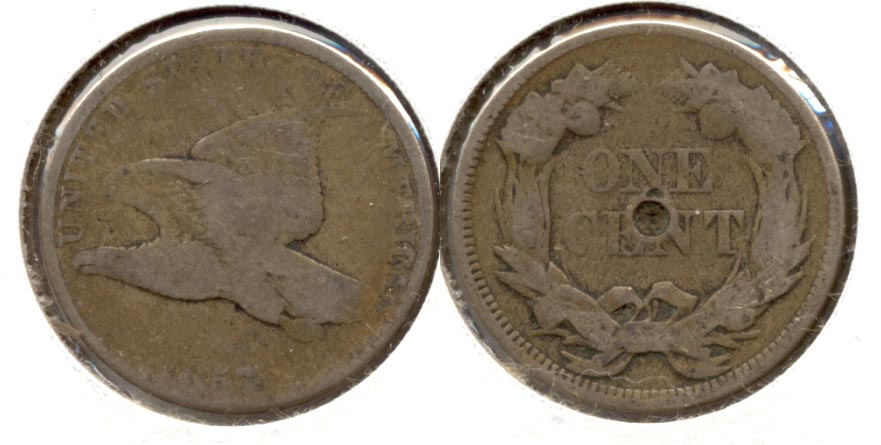 1857 Flying Eagle Cent Good-4 q Reverse Hit