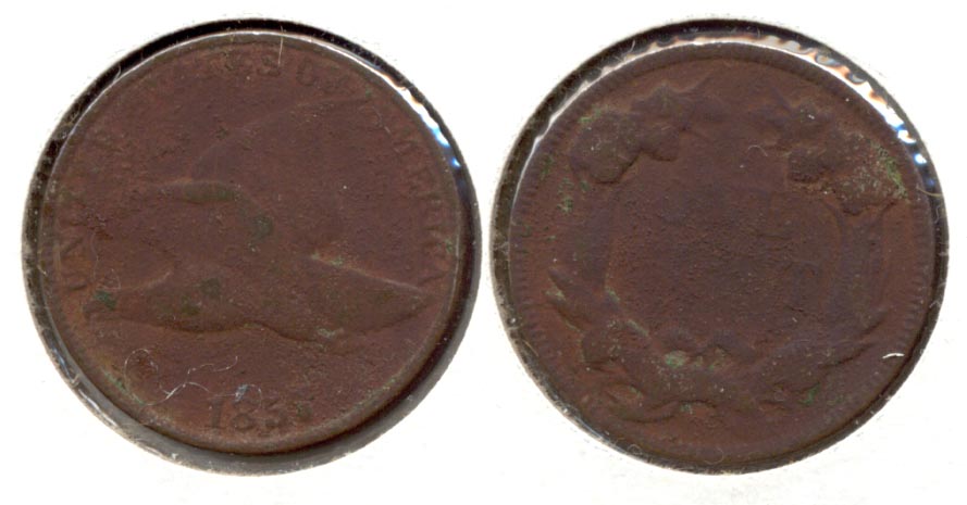 1857 Flying Eagle Cent Good-4 t Dark