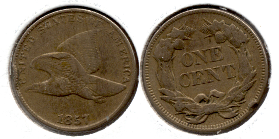 1857 Flying Eagle Cent VF-20 l Rim Bump
