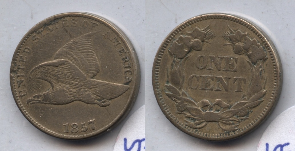 1857 Flying Eagle Cent VF-20 #y Cleaned