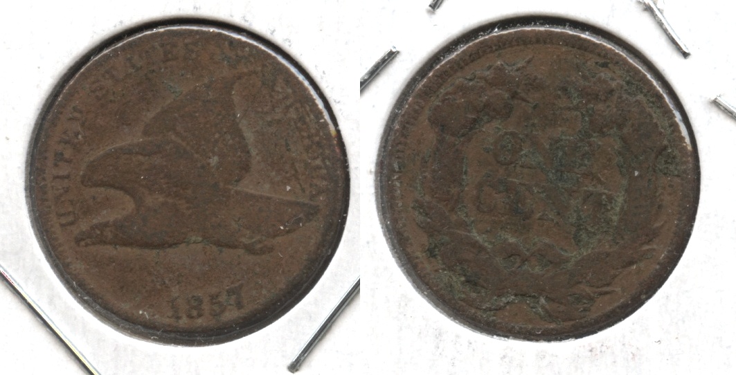 1857 Flying Eagle Cent VG-8 #az Dark