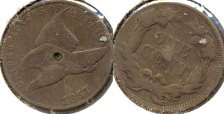 1857 Flying Eagle Cent VG-8 c Obverse Pit