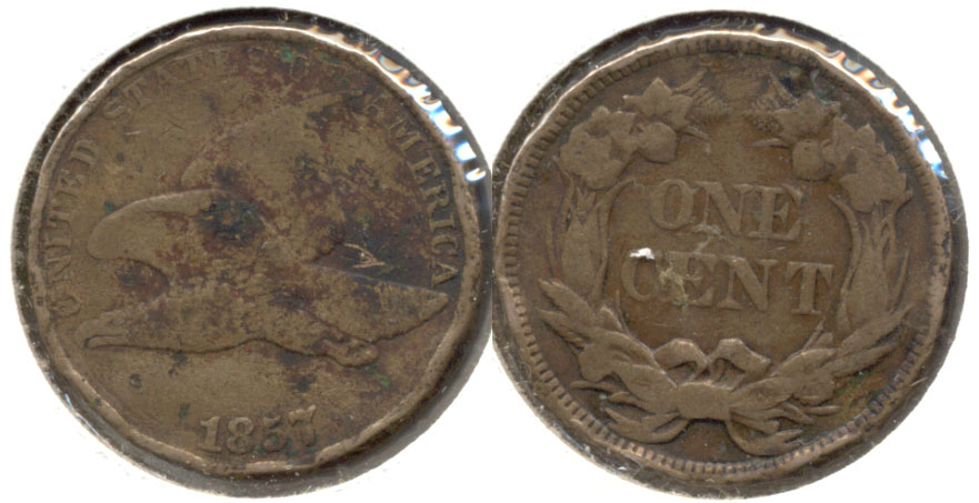 1857 Flying Eagle Cent VG-8 f Edge Bumps