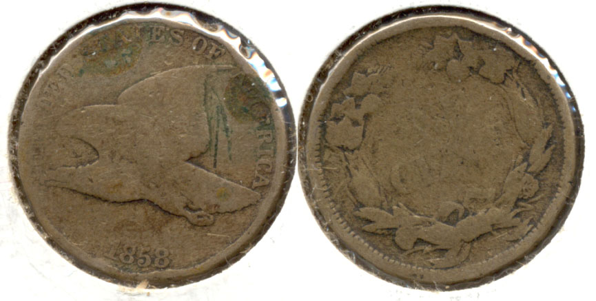 1858 Large Letters Flying Eagle Cent AG-3 f