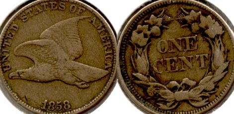 1858 Large Letters Flying Eagle Cent F-12 a