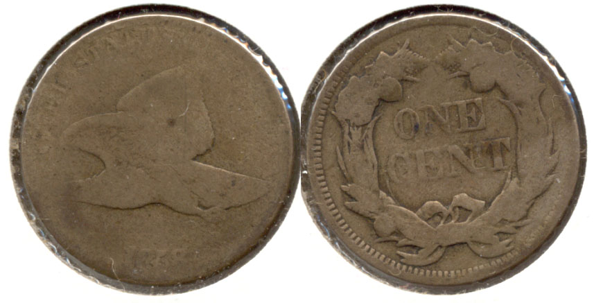 1858 Large Letters Flying Eagle Cent Fair-2