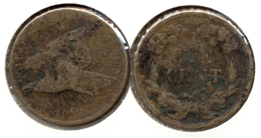 1858 Large Letters Flying Eagle Cent Good-4 n Porous