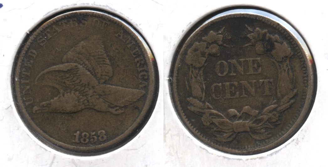 1858 Large Letters Flying Eagle Cent VF-20 #e Reverse Matter