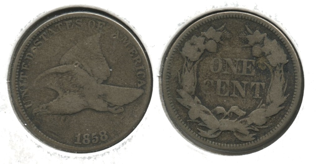 1858 Large Letters Flying Eagle Cent VG-8 #af