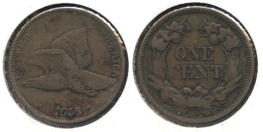 1858 Large Letters Flying Eagle Cent VG-8 #n