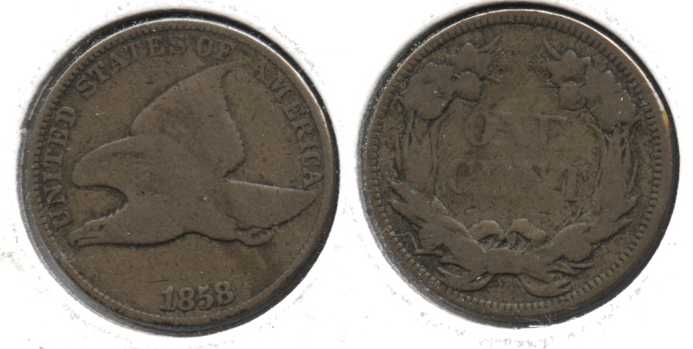 1858 Large Letters Flying Eagle Cent VG-8 #r