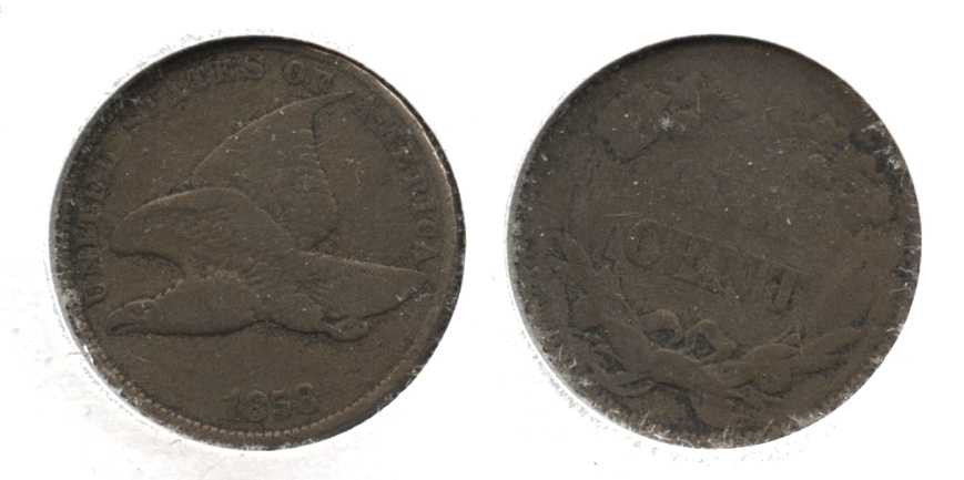 1858 Large Letters Flying Eagle Cent VG-8 #t