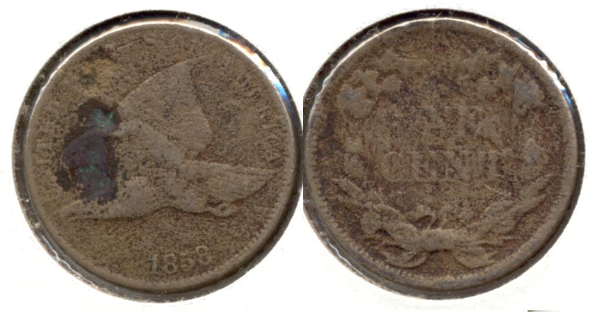 1858 Small Letters Flying Eagle Cent F-12 d Corrosion