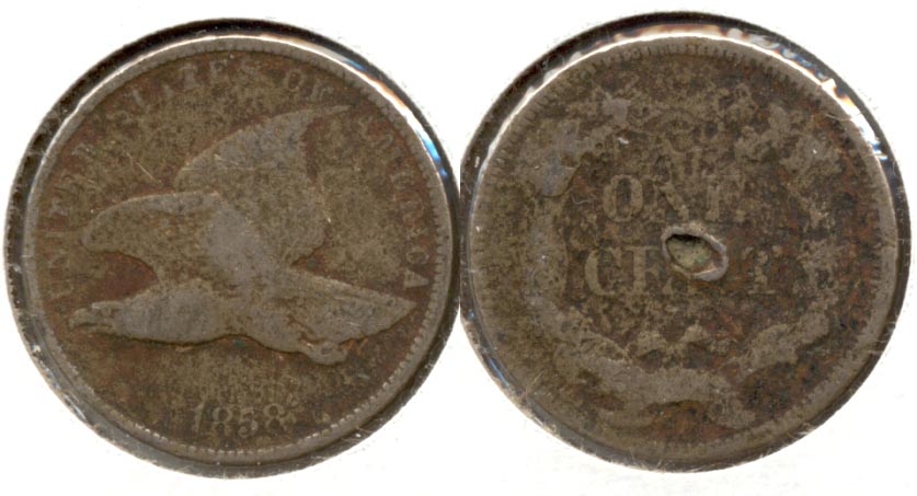 1858 Small Letters Flying Eagle Cent F-12 e Porous