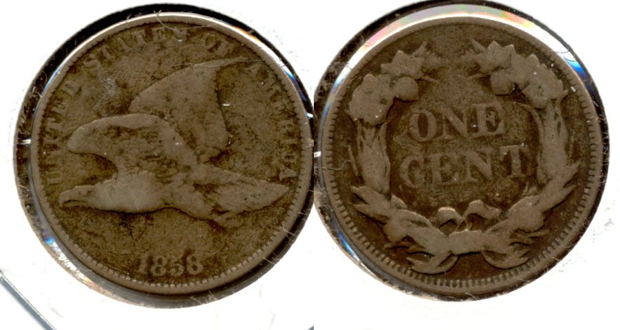 1858 Small Letters Flying Eagle Cent F-12 #l Porous