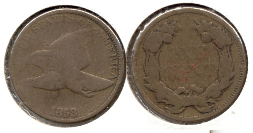 1858 Small Letters Flying Eagle Cent Good-4 h