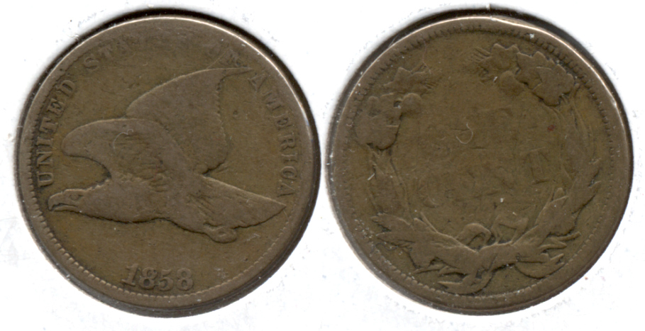 1858 Small Letters Flying Eagle Cent Good-4 o