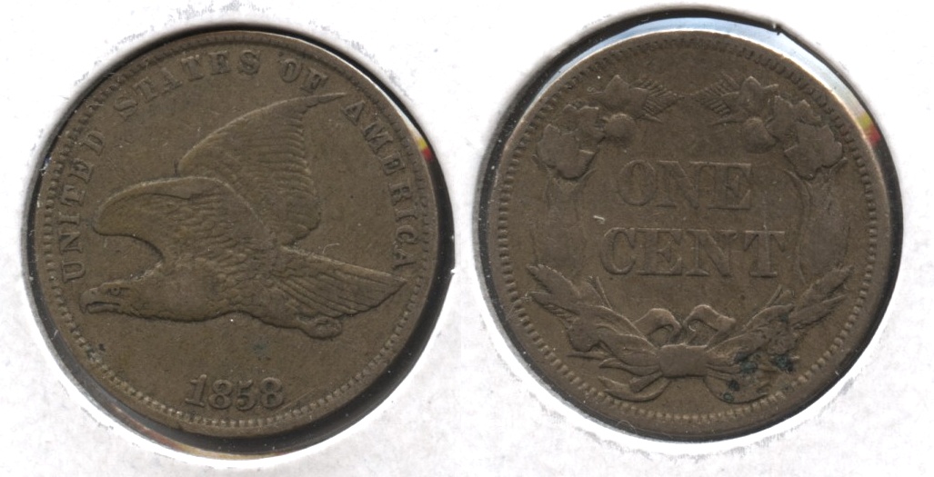 1858 Small Letters Flying Eagle Cent VF-30 #c Reverse Spots