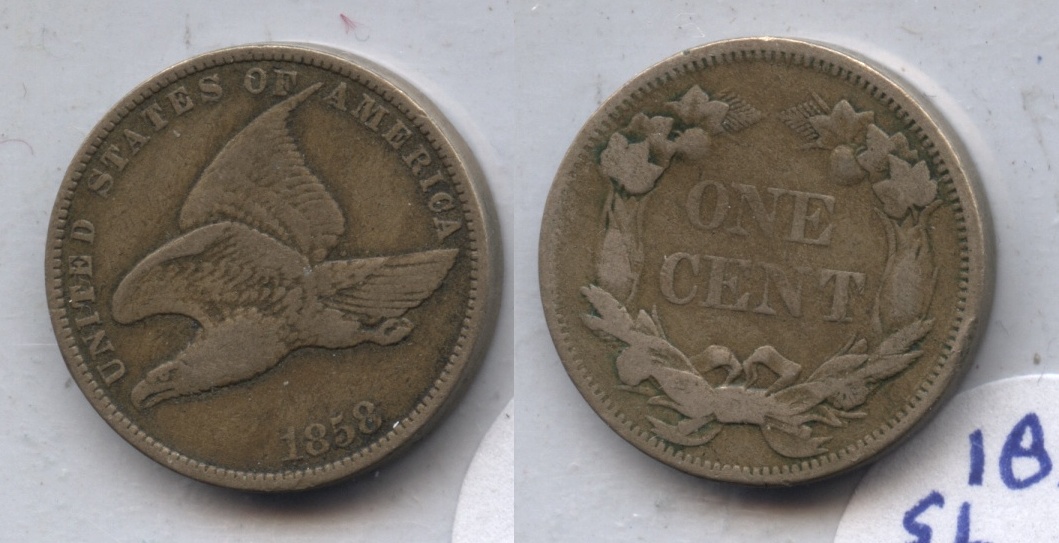 1858 Small Letters Flying Eagle Cent VG-8 #al