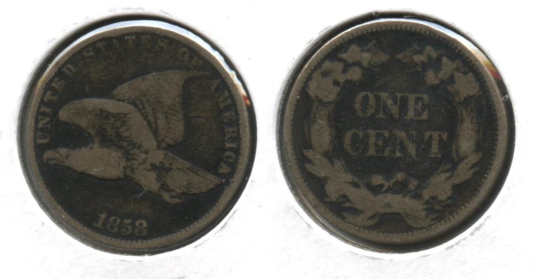 1858 Small Letters Flying Eagle Cent VG-8 #an Dark Fields