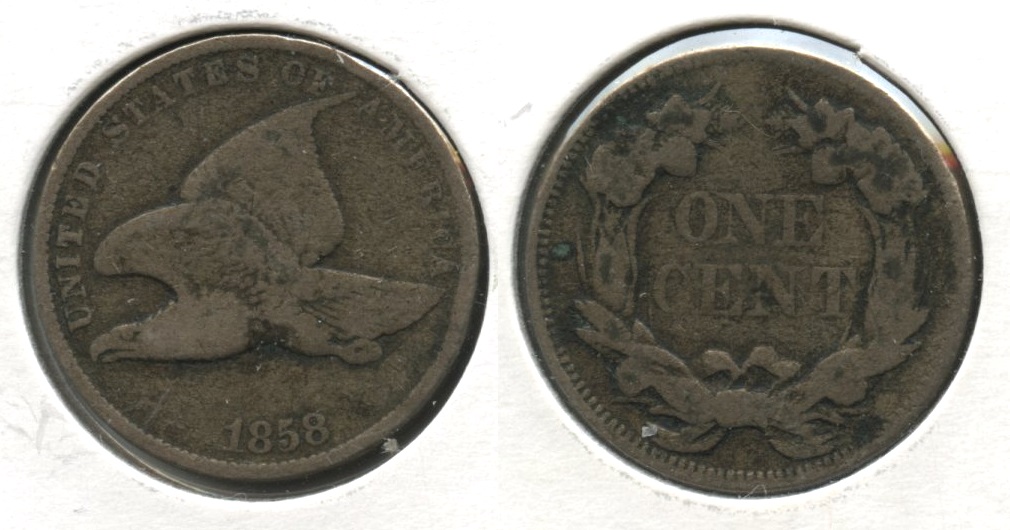 1858 Small Letters Flying Eagle Cent VG-8 #av Reverse Spot