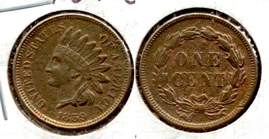 1859 Indian Head Cent AU-50 a Porous