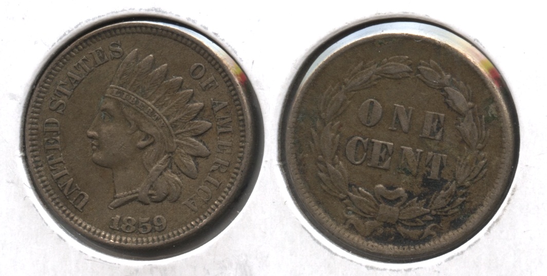 1859 Indian Head Cent EF-40 #b Reverse Matter