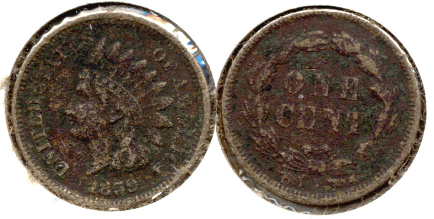 1859 Indian Head Cent Fine-12 a Corrosion