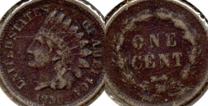 1859 Indian Head Cent Fine-12 d Dark