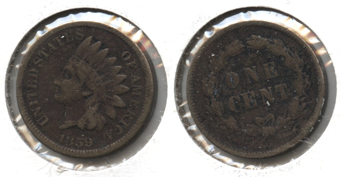 1859 Indian Head Cent Fine-12 #o Dark