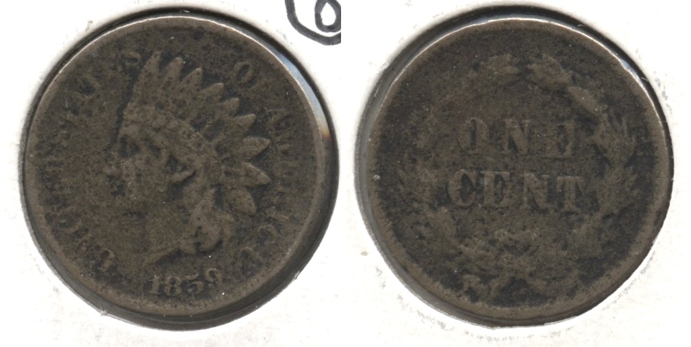 1859 Indian Head Cent Fine-12 #z Pitted