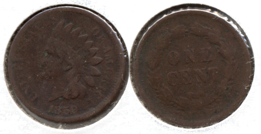 1859 Indian Head Cent Good-4 Dark cb