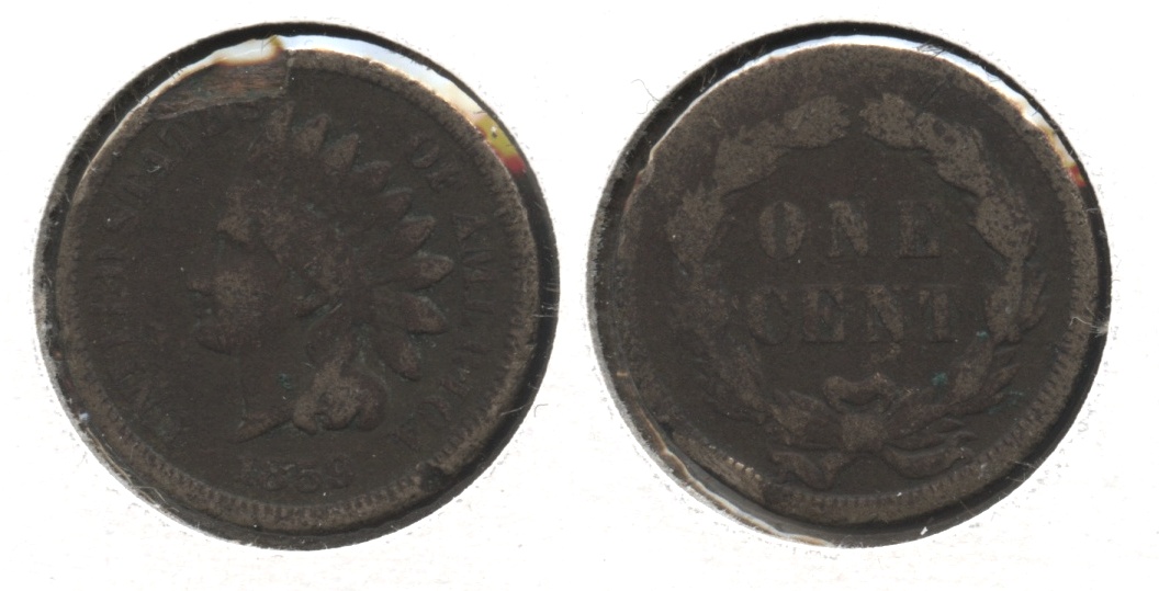 1859 Indian Head Cent Good-4 #cx Damage