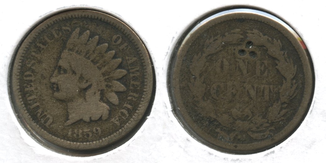 1859 Indian Head Cent Good-4 #dc Reverse Pits