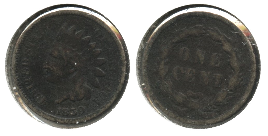 1859 Indian Head Cent Good-4 #df Dark