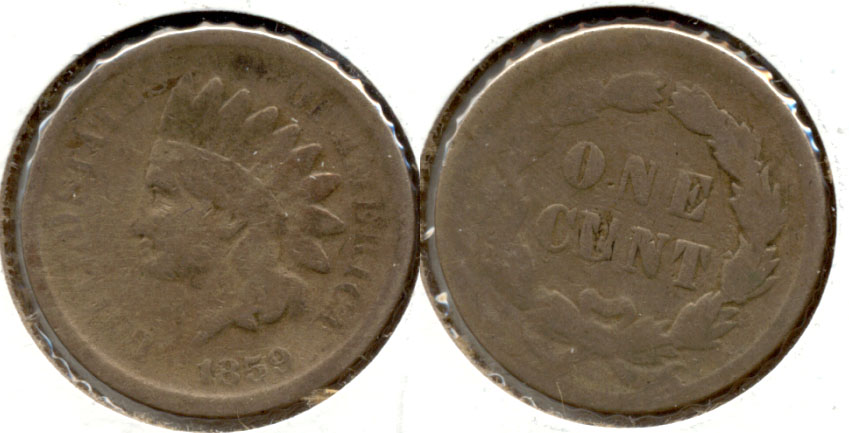 1859 Indian Head Cent Good-4 #r Cleaned