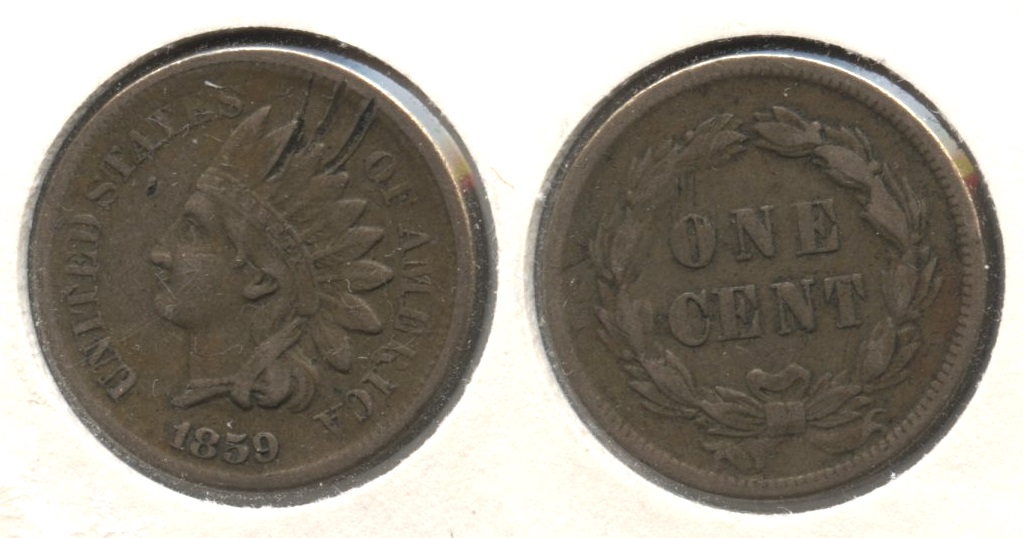 1859 Indian Head Cent VF-20 #p Obverse Scrapes