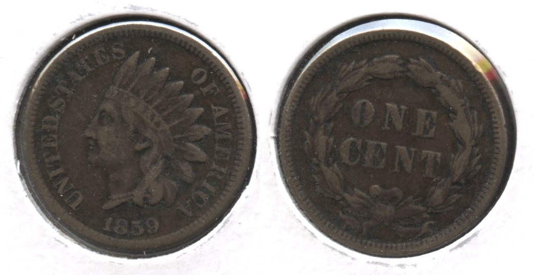 1859 Indian Head Cent VF-20 #q Bit Dark