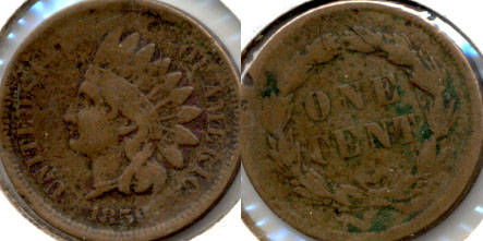 1859 Indian Head Cent VG-8 d Green Matter