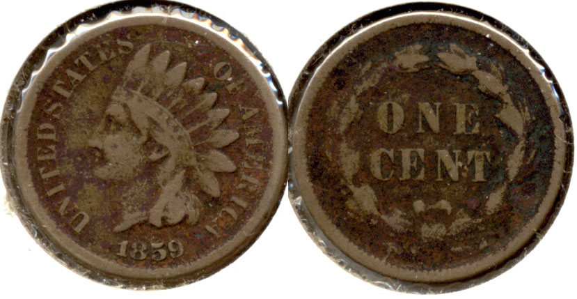 1859 Indian Head Cent VG-8 e Dark Fields