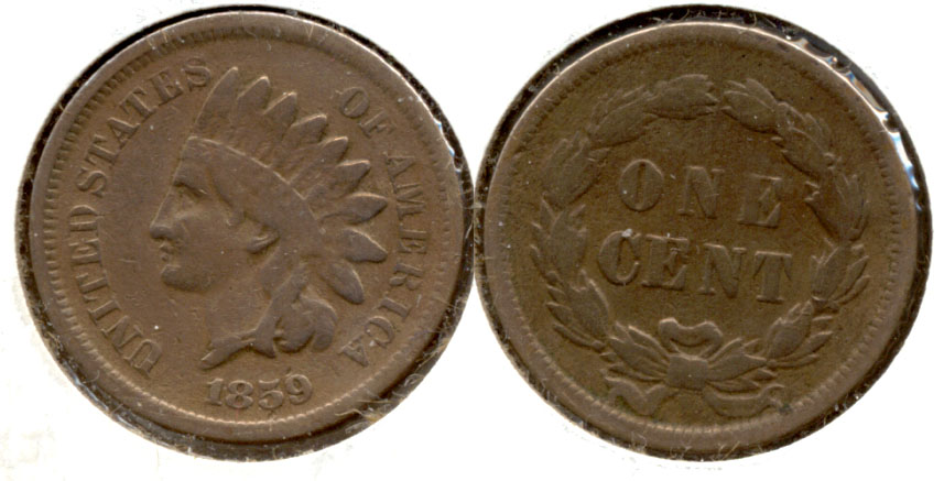1859 Indian Head Cent VG-8 n Cleaned