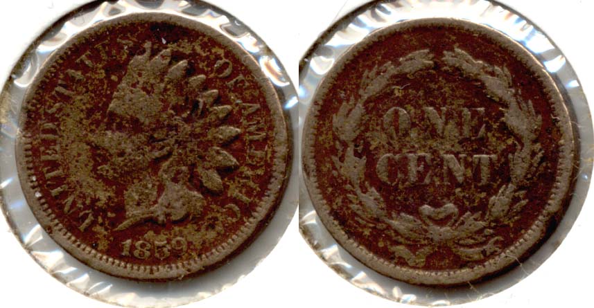 1859 Indian Head Cent VG-8 r Porous