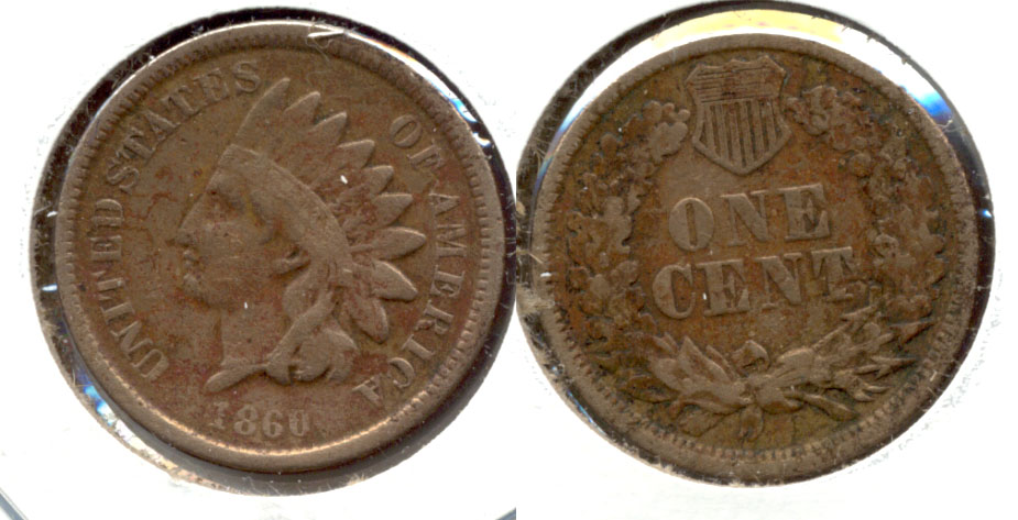 1860 Indian Head Cent Fine-12 c Cleaned
